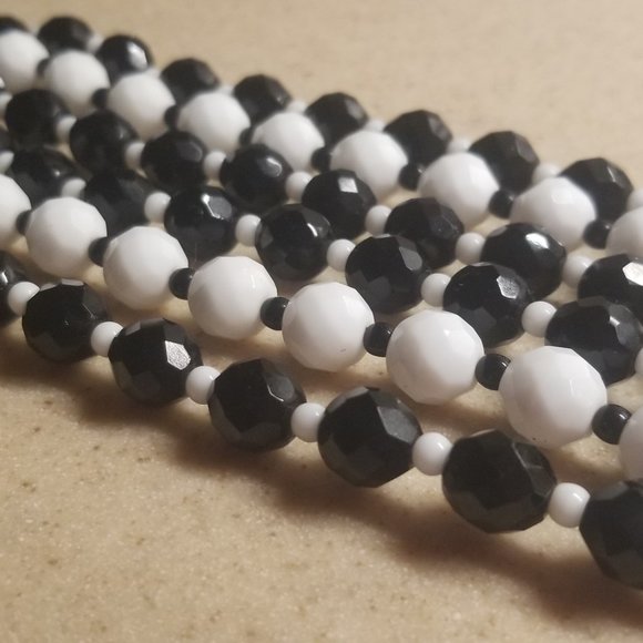 RARE JOSE MARIA BARRERA DECO HOLIDAY BLACK WHITE EVENING CRYSTAL STRAND BRACELET - Picture 5 of 9